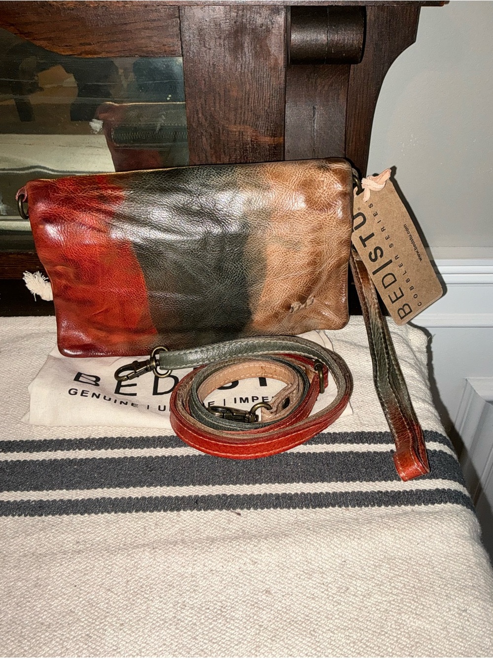 NWT Bed Stu Cadence Wallet Wristlet Crossbody Bag Cool Sangria MSRP $200
